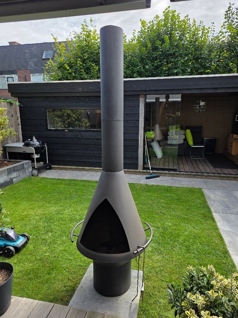 Bula Original RVS Tuinhaard + pook & schep + houtblokken, Ophalen, Gebruikt