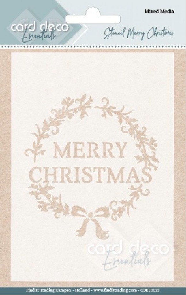 Card Deco Essentials stencil Merry Christmas 14,8 x 10,5 cm, Kerst, ., Nieuw, Ophalen of Verzenden