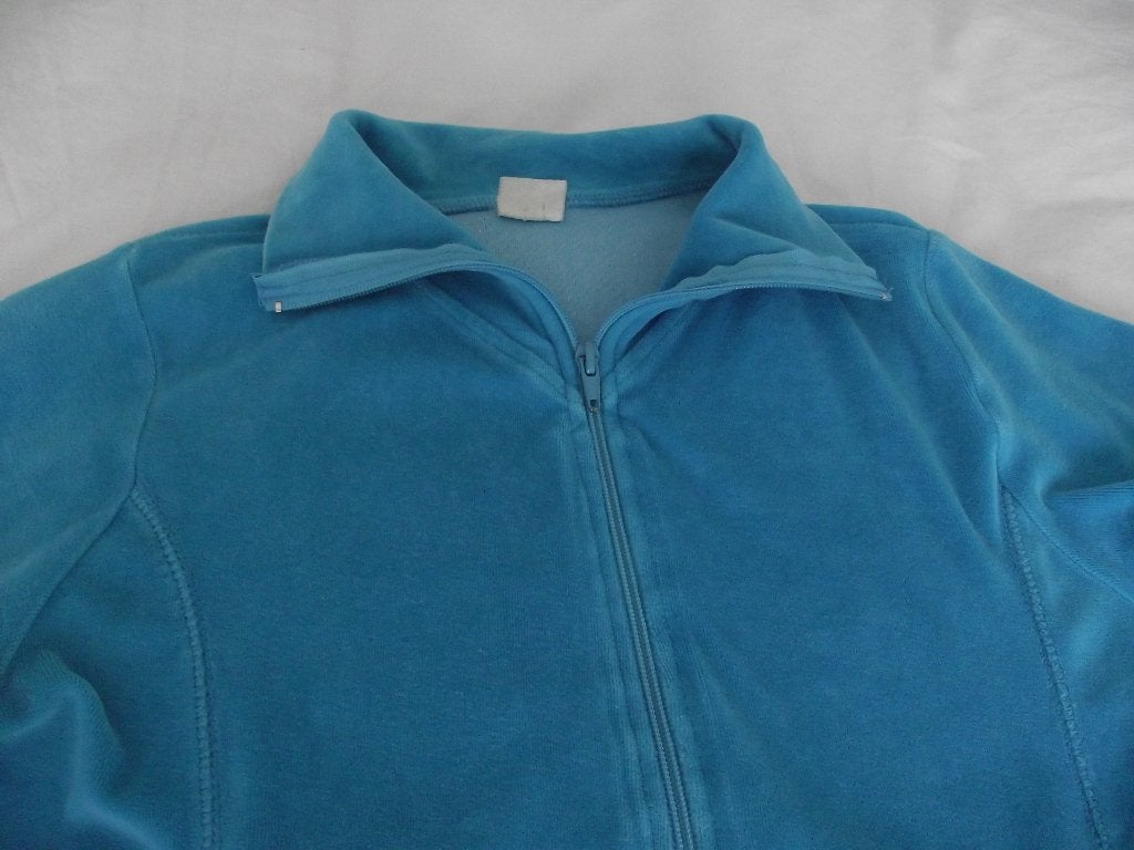 turquoise zacht vlours vest met rits en zakjes M, 38-40, Kleding | Dames, Truien en Vesten, Maat 38/40 (M), Blauw, Ophalen of Verzenden