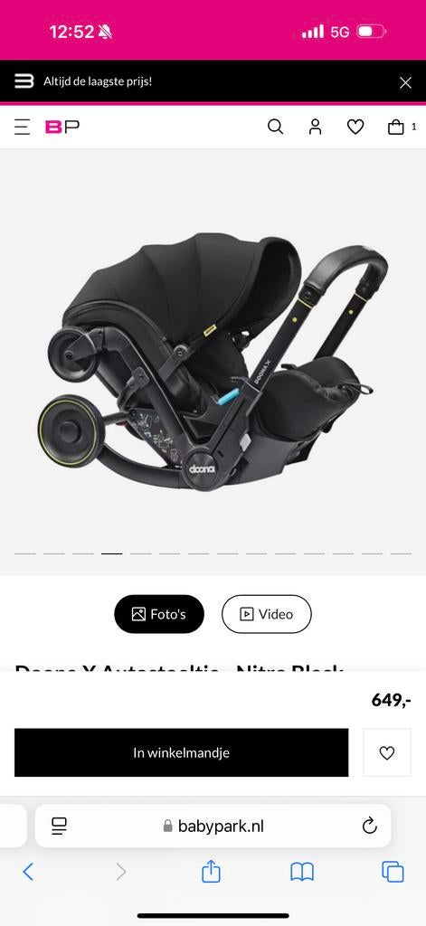 Doona X autostoel nieuw met gratis Isofix, Overige merken, Nieuw, Ophalen of Verzenden, Isofix