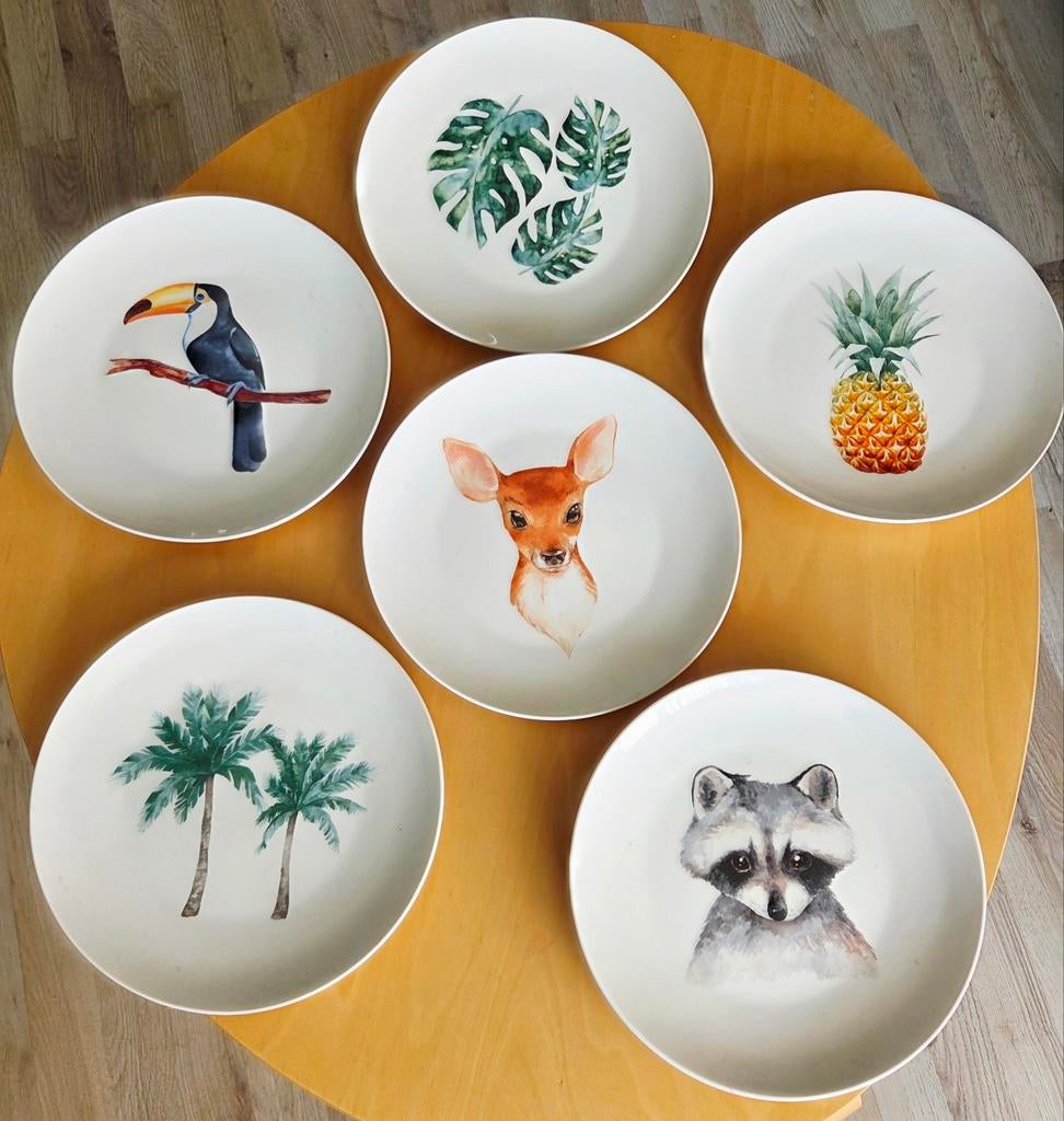 6 Wonder Wall wandbordjes met dieren en planten, 22,5 cm, Ophalen, Zo goed als nieuw