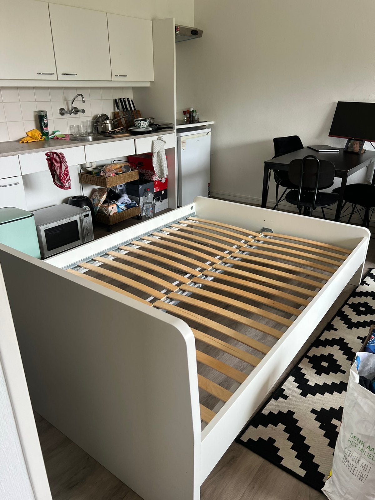 IKEA bed 140 x 200, Ophalen, Wit, Tweepersoons, 140 cm
