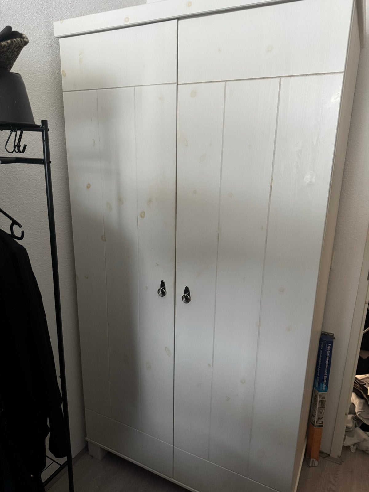 Witte ( off white) kledingkast met hangruimte en planken, Ophalen, Gebruikt, 50 tot 100 cm, 150 tot 200 cm