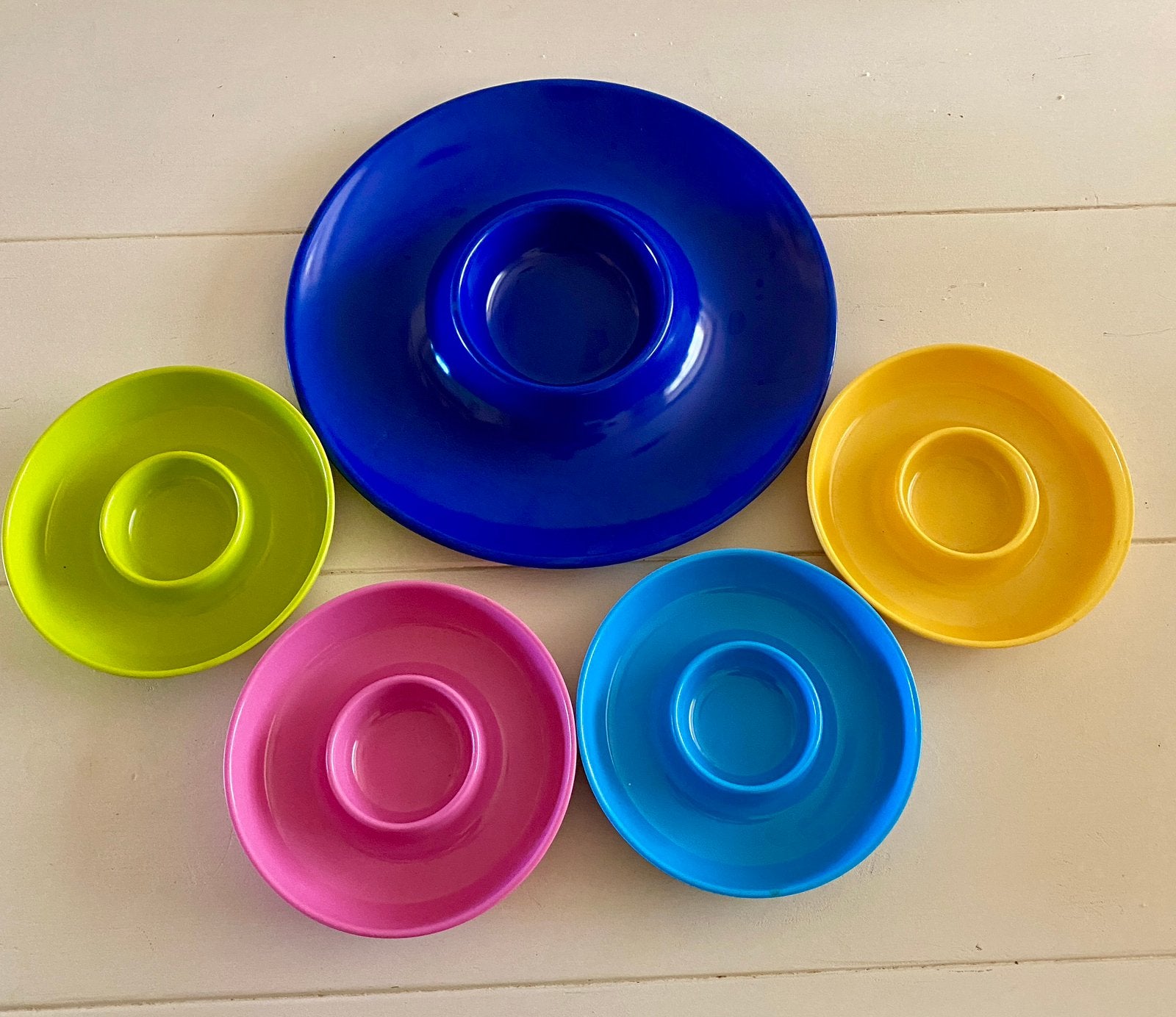 Retro vintage jaren ‘70 melamine snack set, Kunststof, Overige merken, Ophalen of Verzenden, Overige stijlen