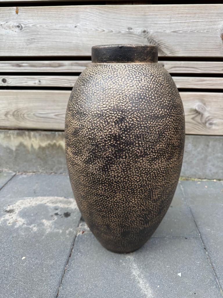 Vaas Thimothy - goud zwart 40xØ23 cm, Huis en Inrichting, Woonaccessoires | Vazen, Ophalen, Overige kleuren, Aardewerk of Porselein
