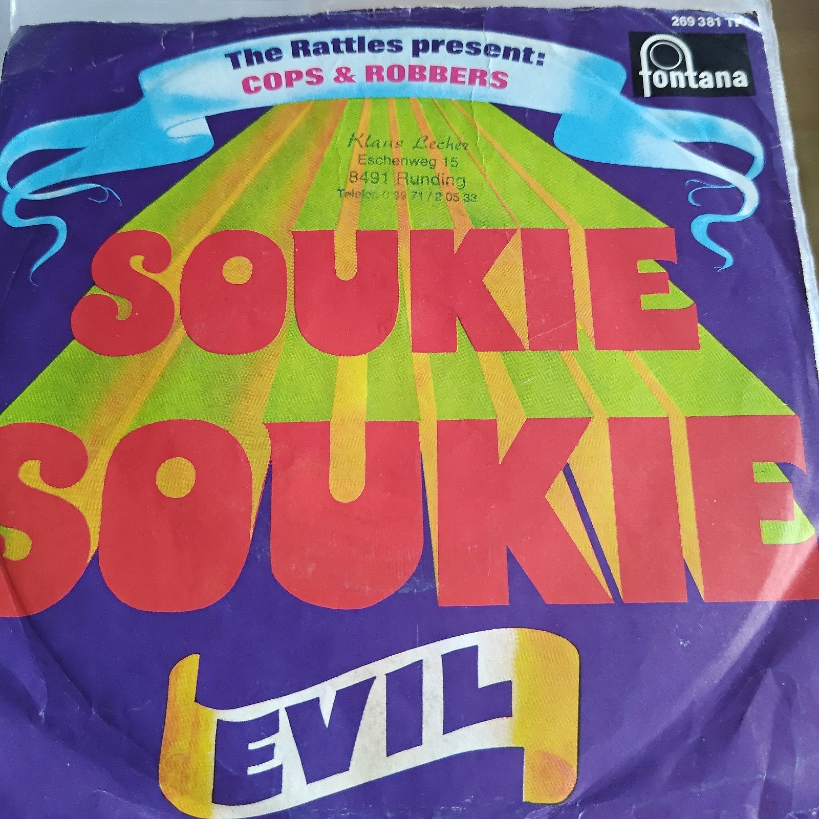 The Rattles - Soukie Soukie / Evil (Fontana 269 381 TF), Gebruikt, 7 inch, Ophalen of Verzenden, EP