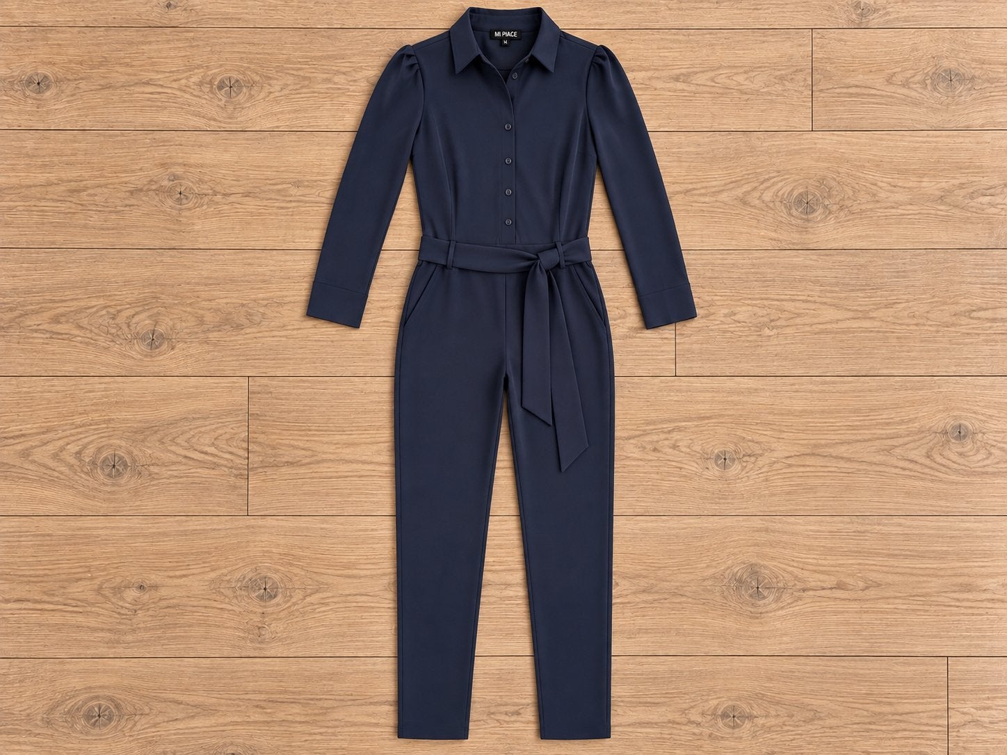 Mi Piace travelstof jumpsuit XS S of M dark blue, Verzenden, Nieuw, Maat 36 (S), Blauw