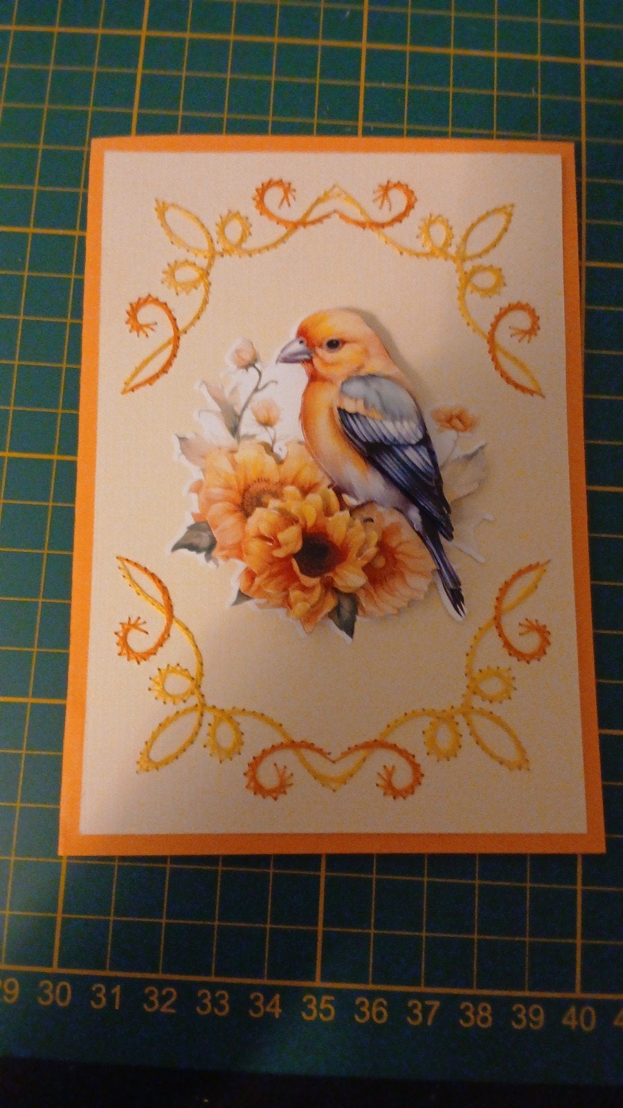Handgemaakte 3D kaart met geborduurde details en vogel, Hobby en Vrije tijd, Kaarten | Zelfgemaakt, Ophalen of Verzenden, Nieuw