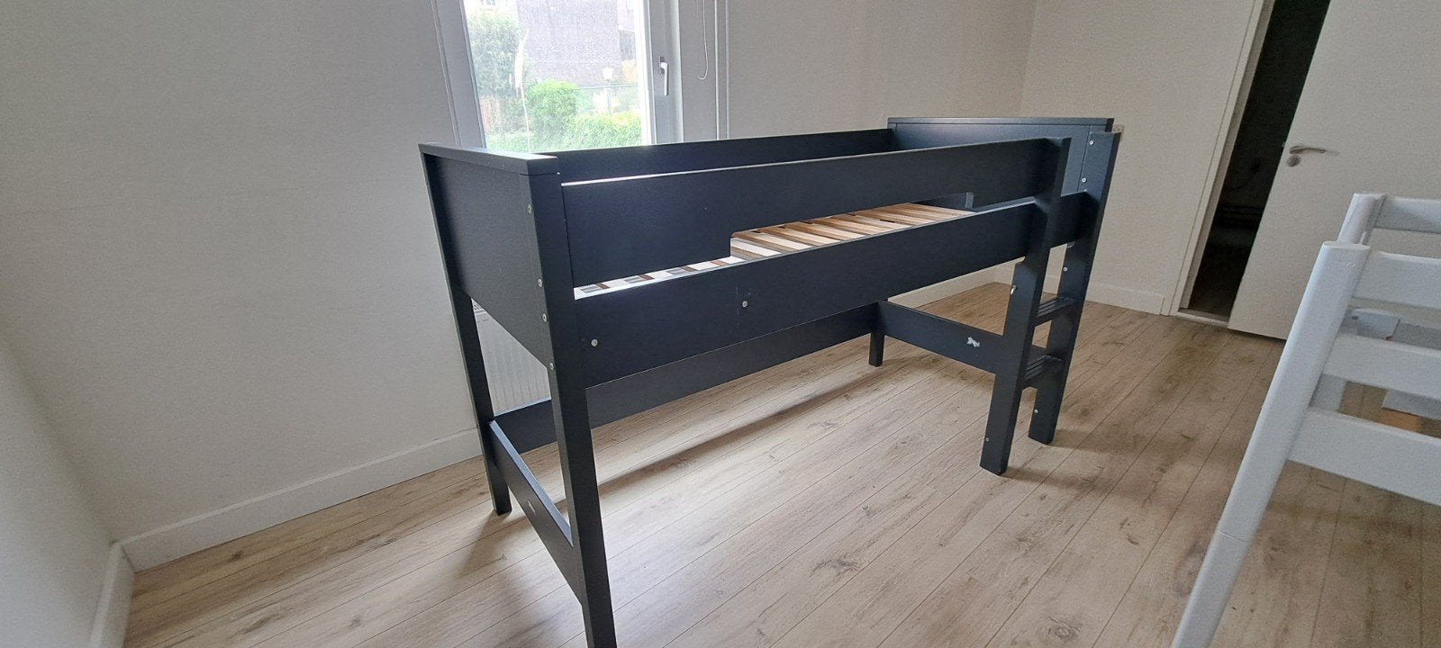 Bopita halfhoogslaper donkergrijs eenpersoonsbed kinderbed, Ophalen, Gebruikt, 90 cm, Eenpersoons