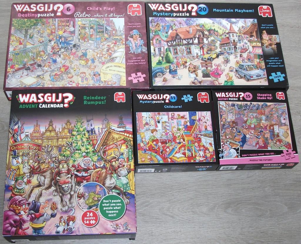 Diverse *** PUZZELS WASGIJ ***, Ophalen of Verzenden, 500 t/m 1500 stukjes, Zo goed als nieuw, Legpuzzel