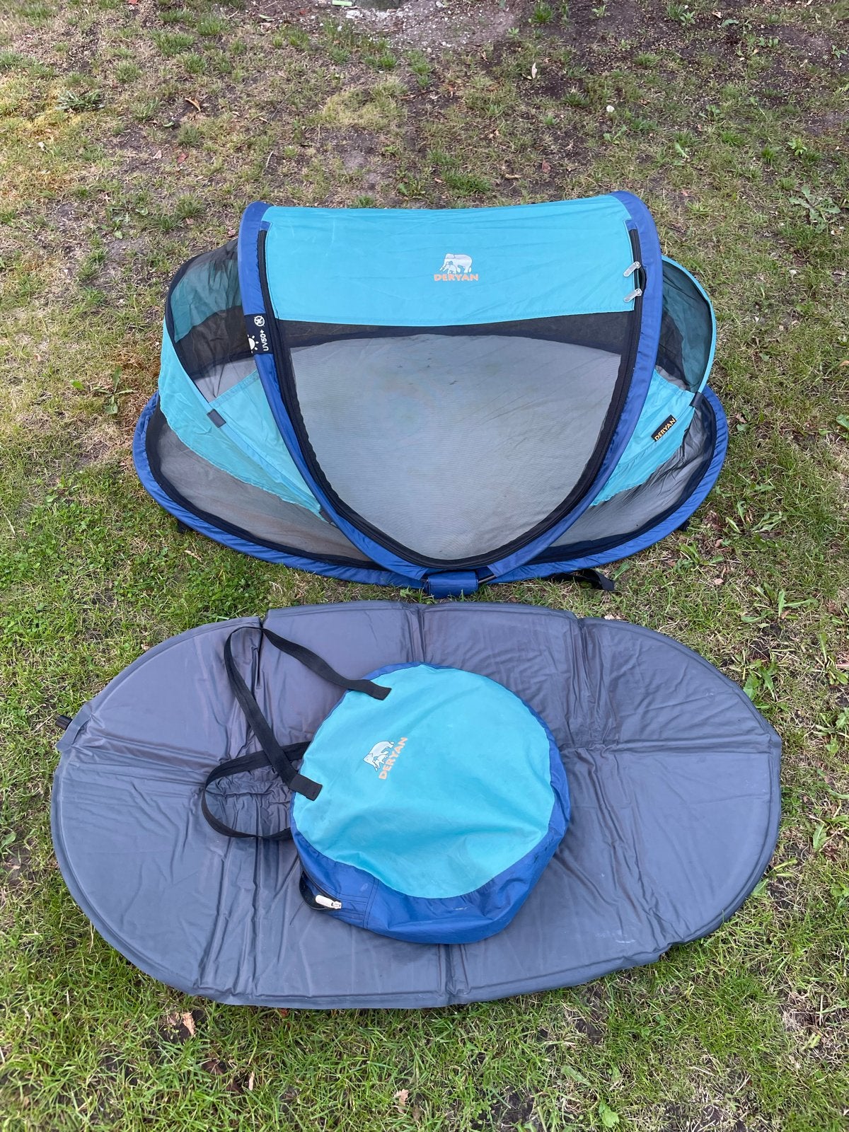 Deryan Travel Cot Baby Blauw met Matras, Kinderen en Baby's, Babywiegjes en Ledikanten, Ophalen of Verzenden, Gebruikt, Reisbedje