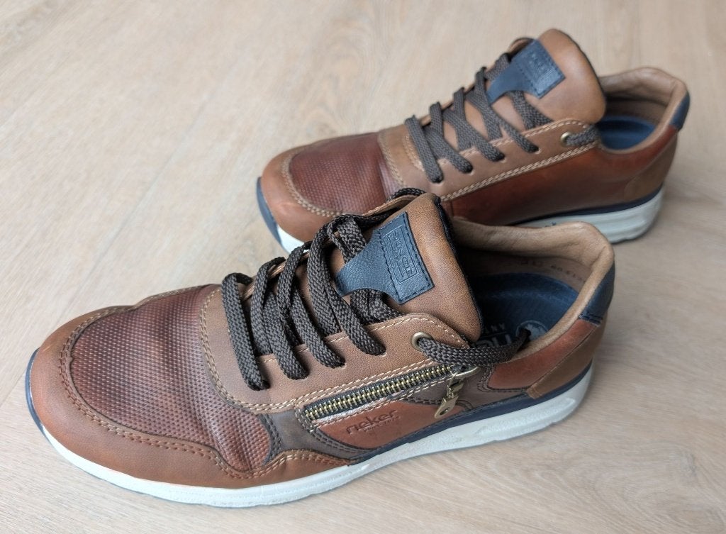Z.g.a.n. Rieker leren sneakers cognac maat 44, Bruin, Ophalen of Verzenden, Rieker, Sneakers of Gympen