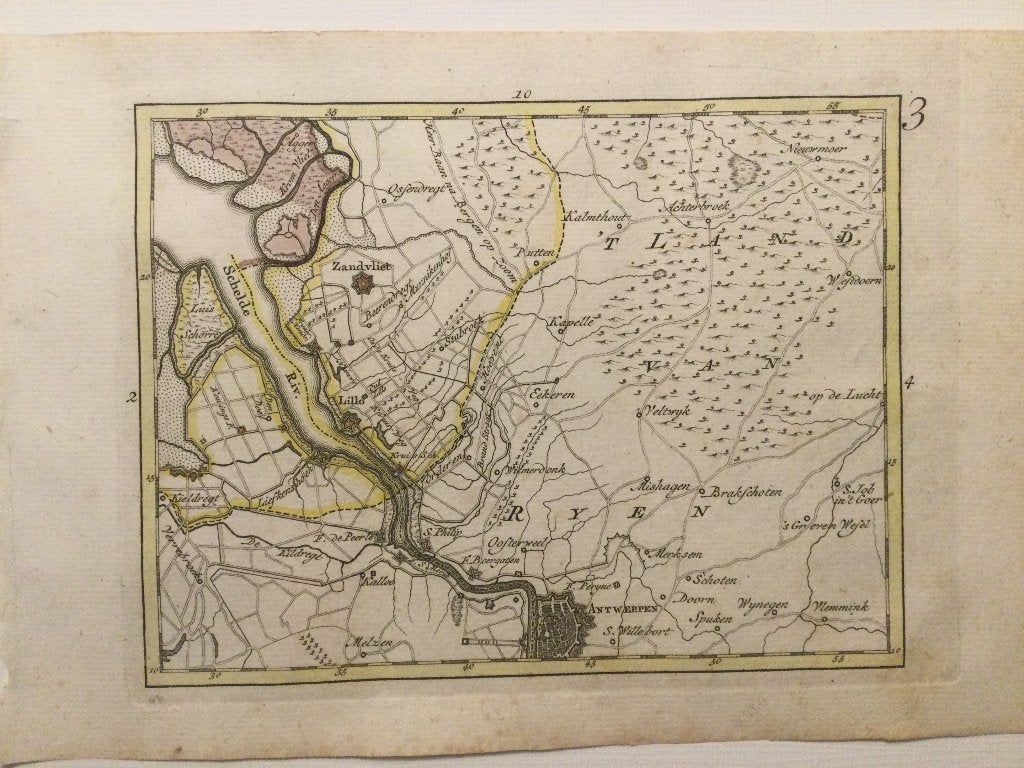 Antwerpen  Schelde e.o., C en JC Sepp, 1773, 1800 - 1899, Cartografie, 19 cm, Handgekleurd