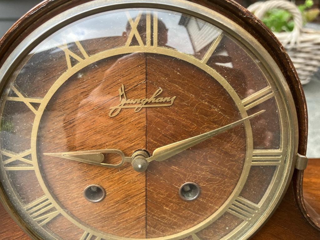Junghans Schouwklok - Vintage Houten Mantelklok, Ophalen of Verzenden, Staal, Overige merken, 1960 of later