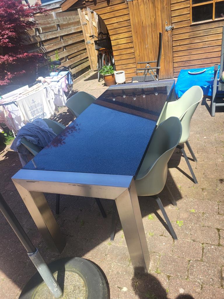 Tuintafel rvs met stenen/graniet blad, Ophalen, Overige materialen