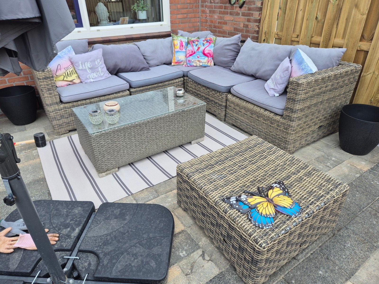 Loungeset, Ophalen, Gebruikt, Wicker, Hocker