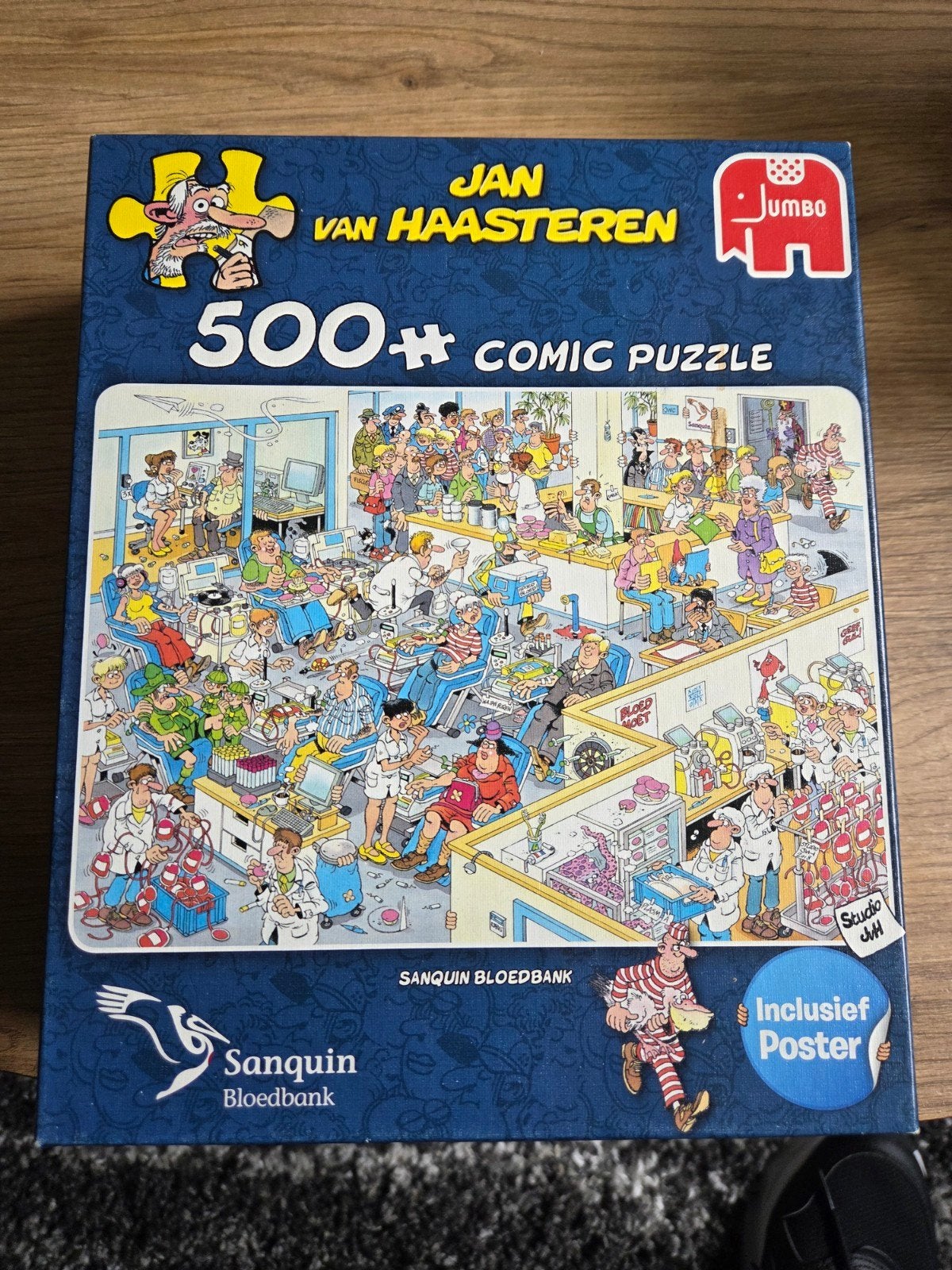 Jan van Haasteren Comic Puzzle 500+ Sanquin Bloedbank, Ophalen of Verzenden, Meer dan 50 stukjes, Gebruikt