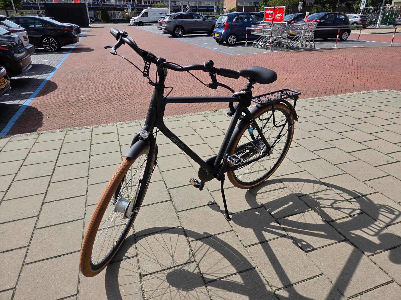 Cortina Foss ND3 Herenfiets Arrant Black Matt met ABUS slot, Versnellingen, Zo goed als nieuw, 61 tot 65 cm, Trommelrem