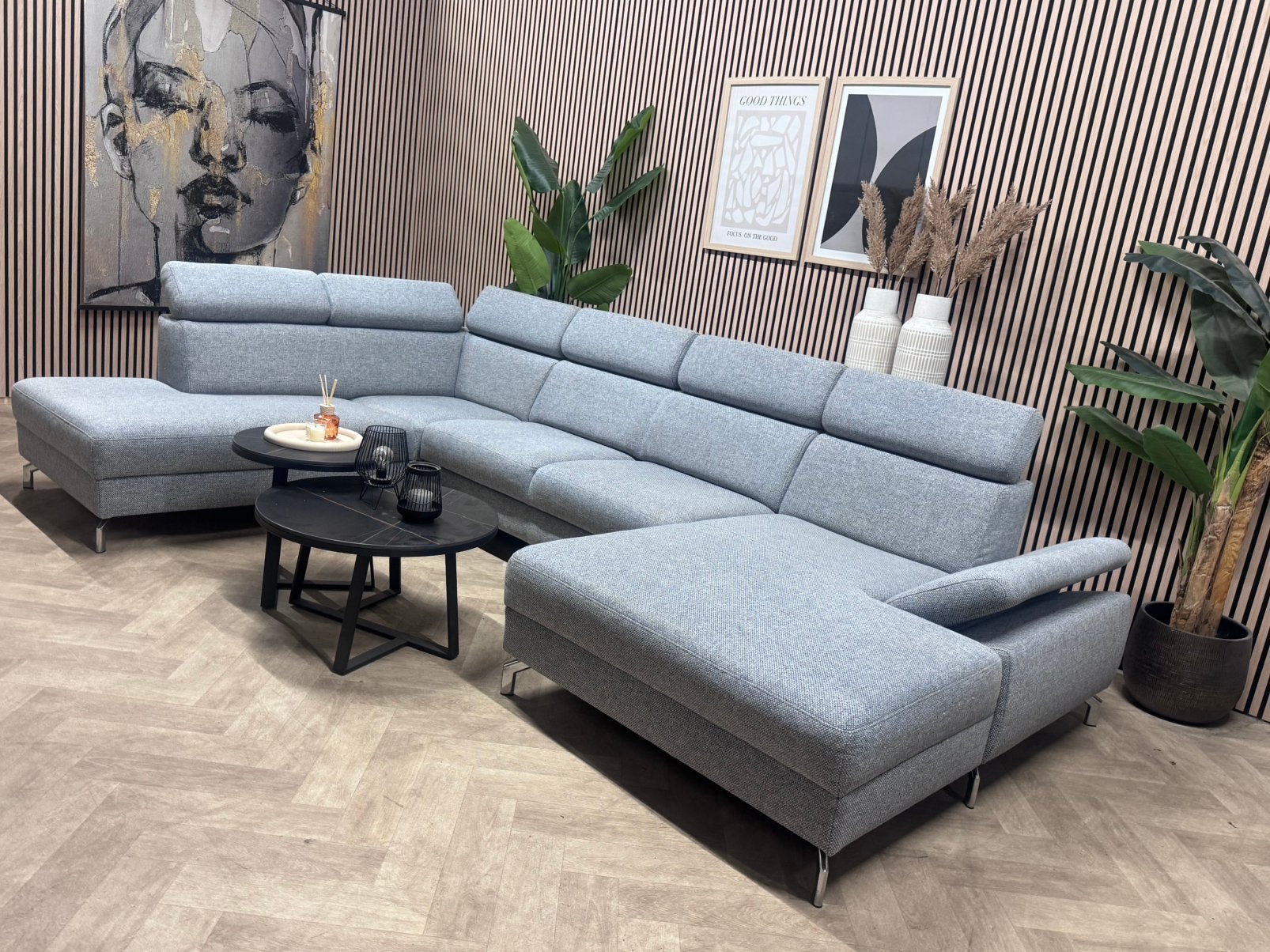 ZGAN Montel Design U-Bank Modena - Grijs - 338cm