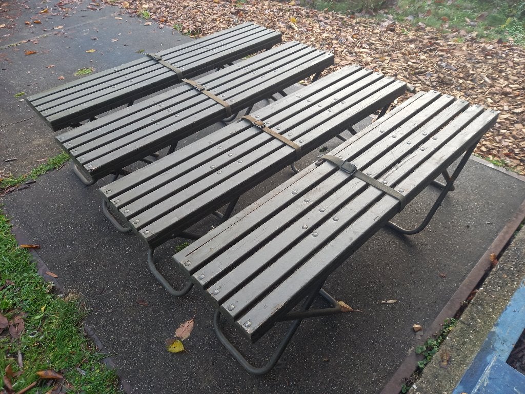 Tuinbankje vintage opklapbaar uit leger, Ophalen, Nieuw, Hout