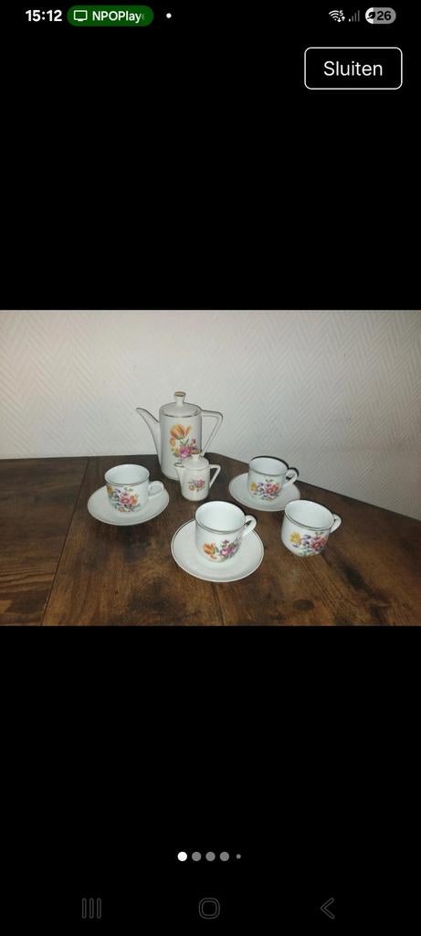 Vintage kinderservies met bloemenmotief, Ophalen of Verzenden, Gebruikt