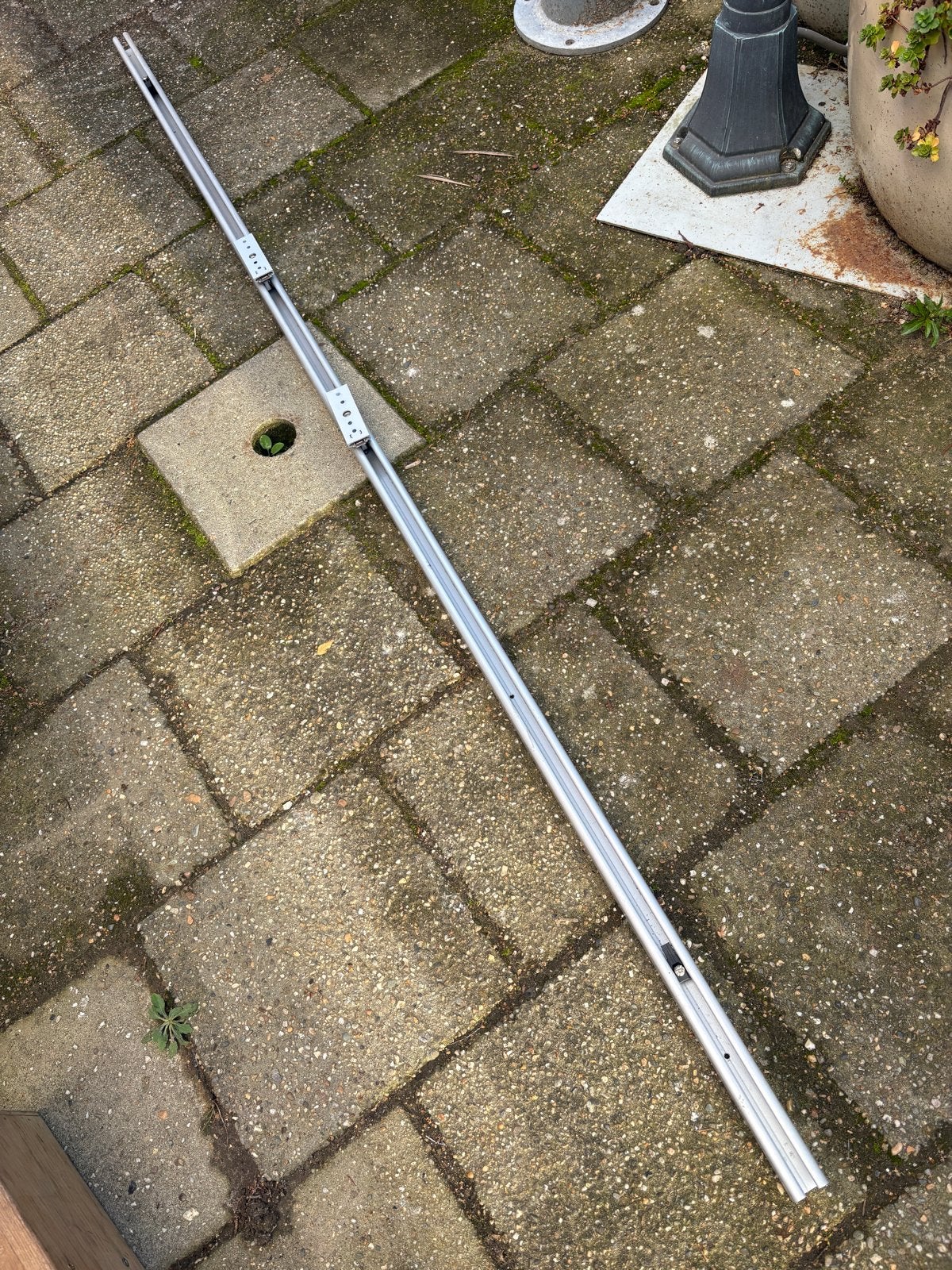 Aluminium schuifdeur geleiderail 2000mm, compleet, Ophalen, Gebruikt, Binnendeur, Schuifdeur