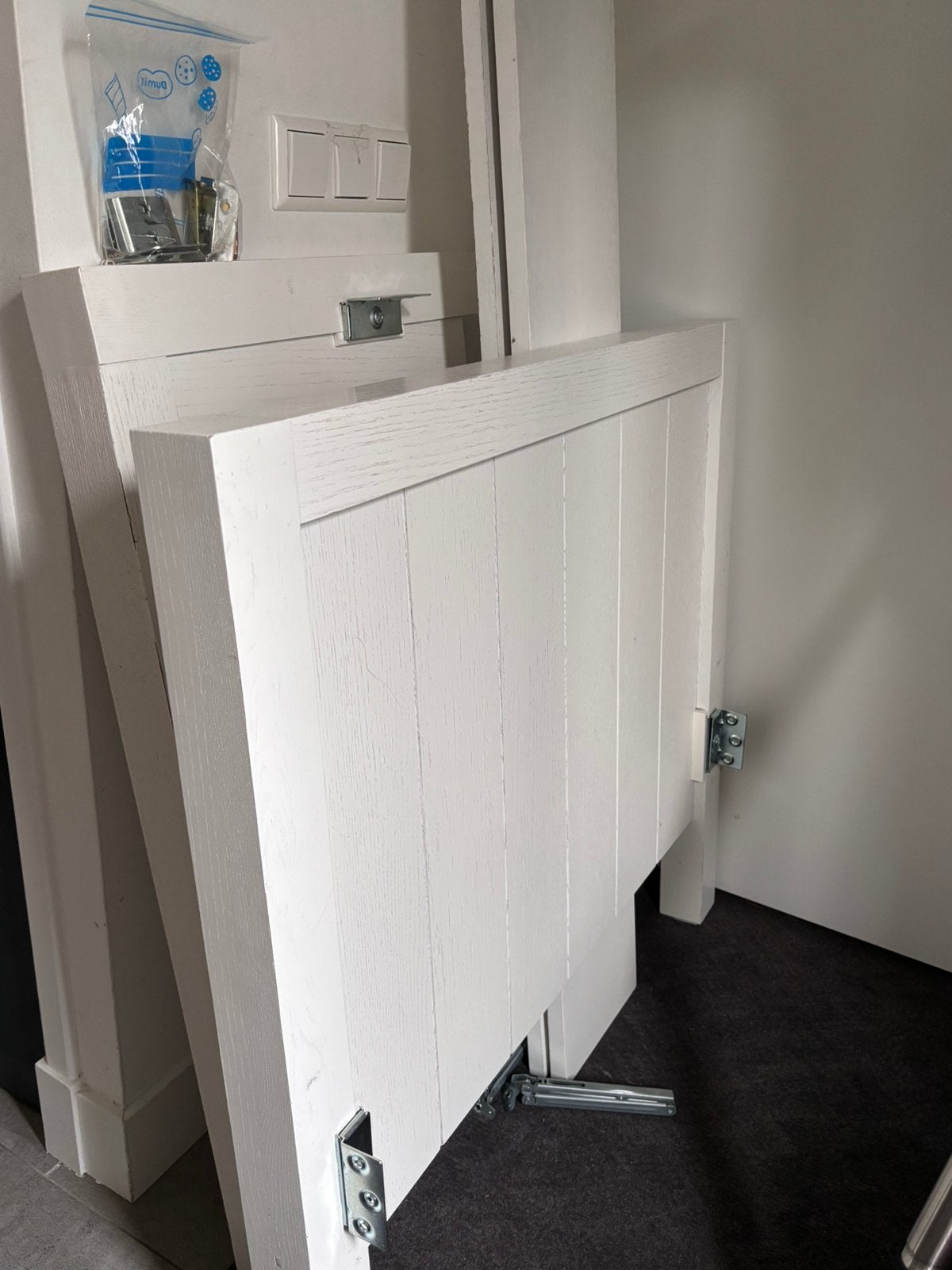 Wit houten eenpersoons bed, Ophalen, Gebruikt, 90 cm, Eenpersoons