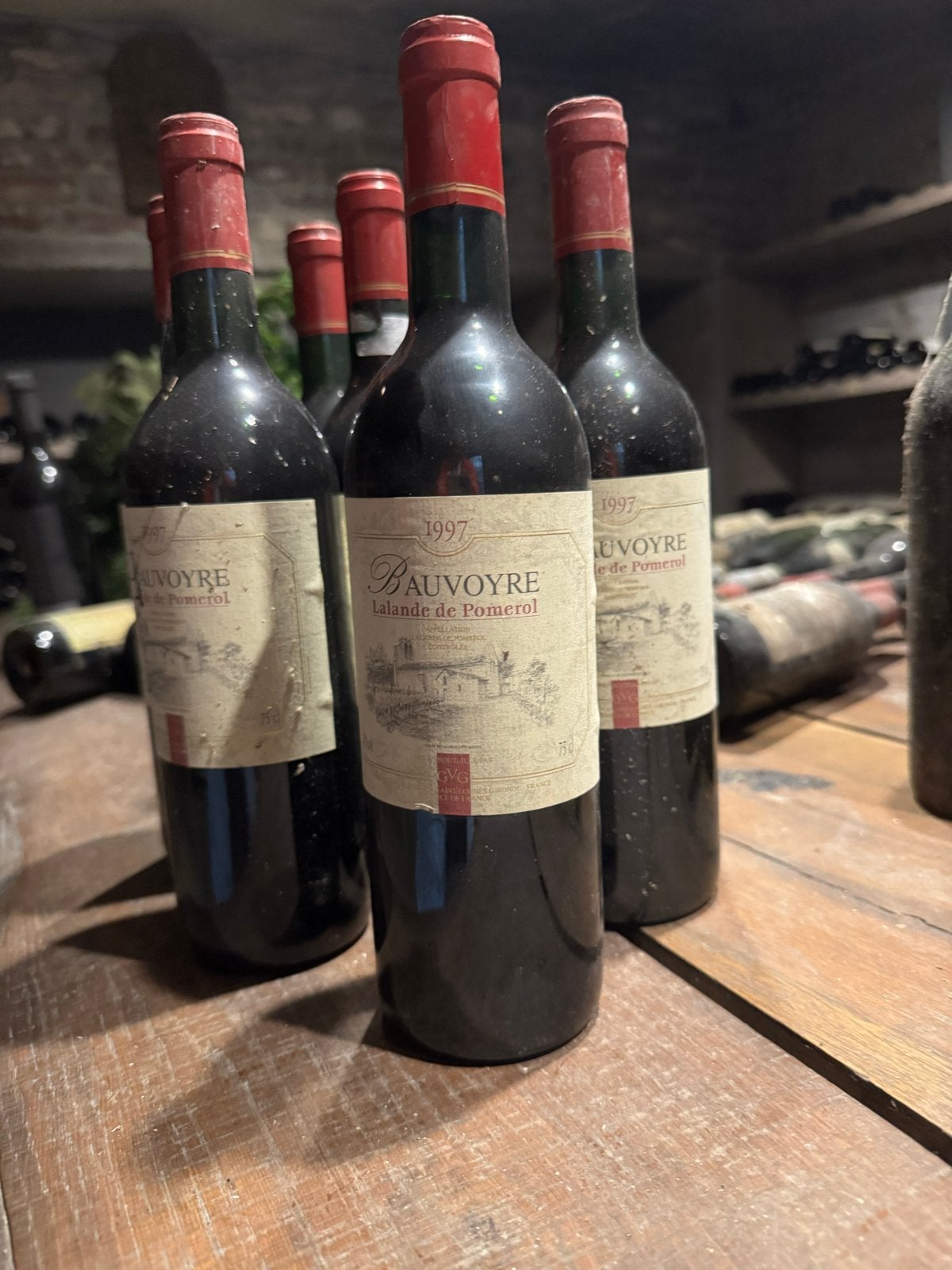 7 flessen Bauvoyre Lalande de Pomerol 1997, Frankrijk, Ophalen of Verzenden, Zo goed als nieuw, Rode wijn