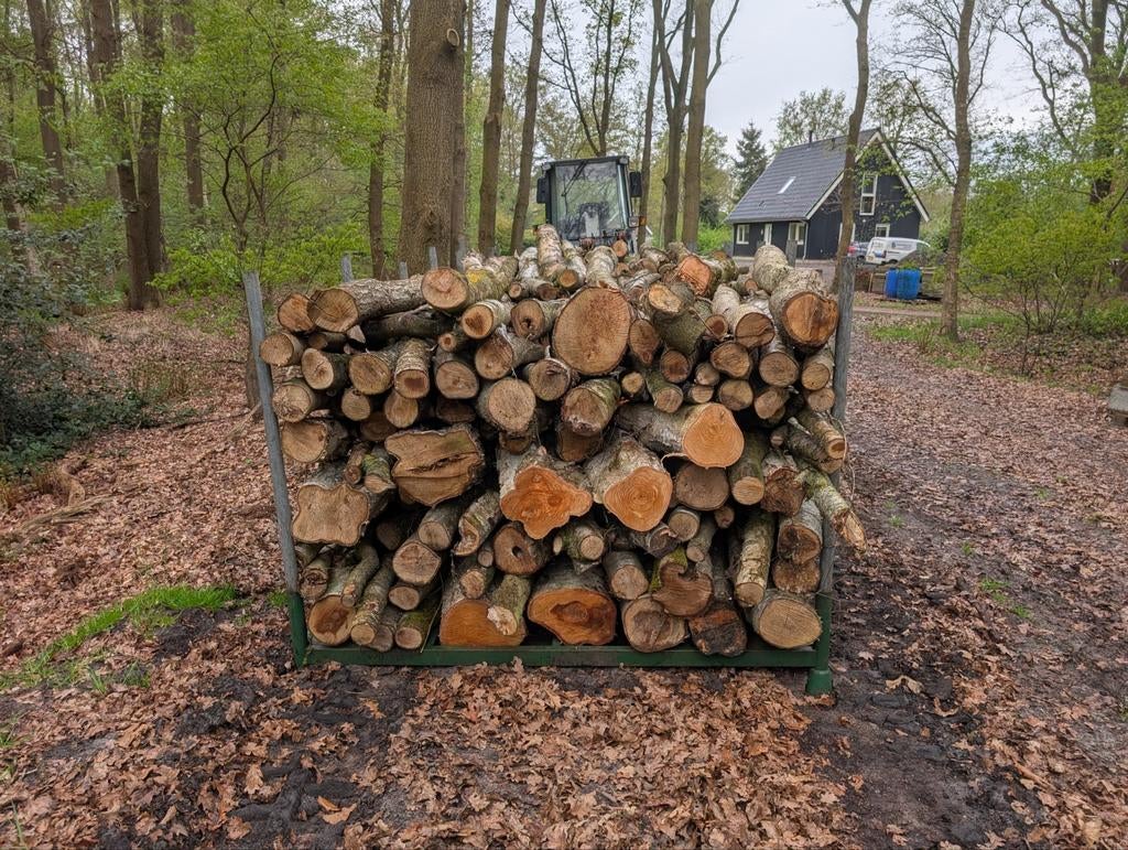 Berkenhout brandhout - Droog en klaar voor gebruik, Tuin en Terras, Haardhout, 3 tot 6 m³, Ophalen of Verzenden, Berkenhout, Stammen
