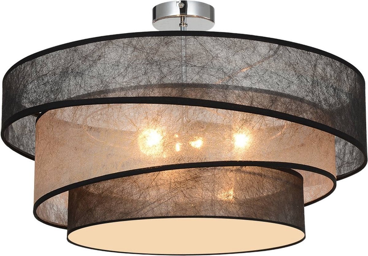 Lindby - plafondlamp - 3lichts - ijzer, textiel - H: 24 cm, Ophalen, Lindby, Textiel, E27 (groot)