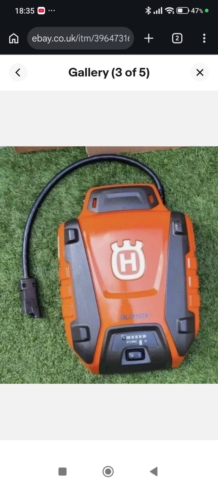 Husqvarna BLi950x accupack tekoop, Ophalen of Verzenden, Zo goed als nieuw, Accu-grasmaaier, Husquarna