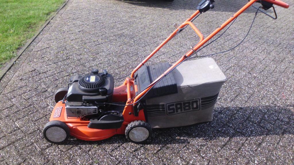 gazon maaier  sabo 43 a turbo, Tuin en Terras, Grasmaaiers, Cirkelmaaier, Zo goed als nieuw, 40 t/m 49 cm, Ophalen