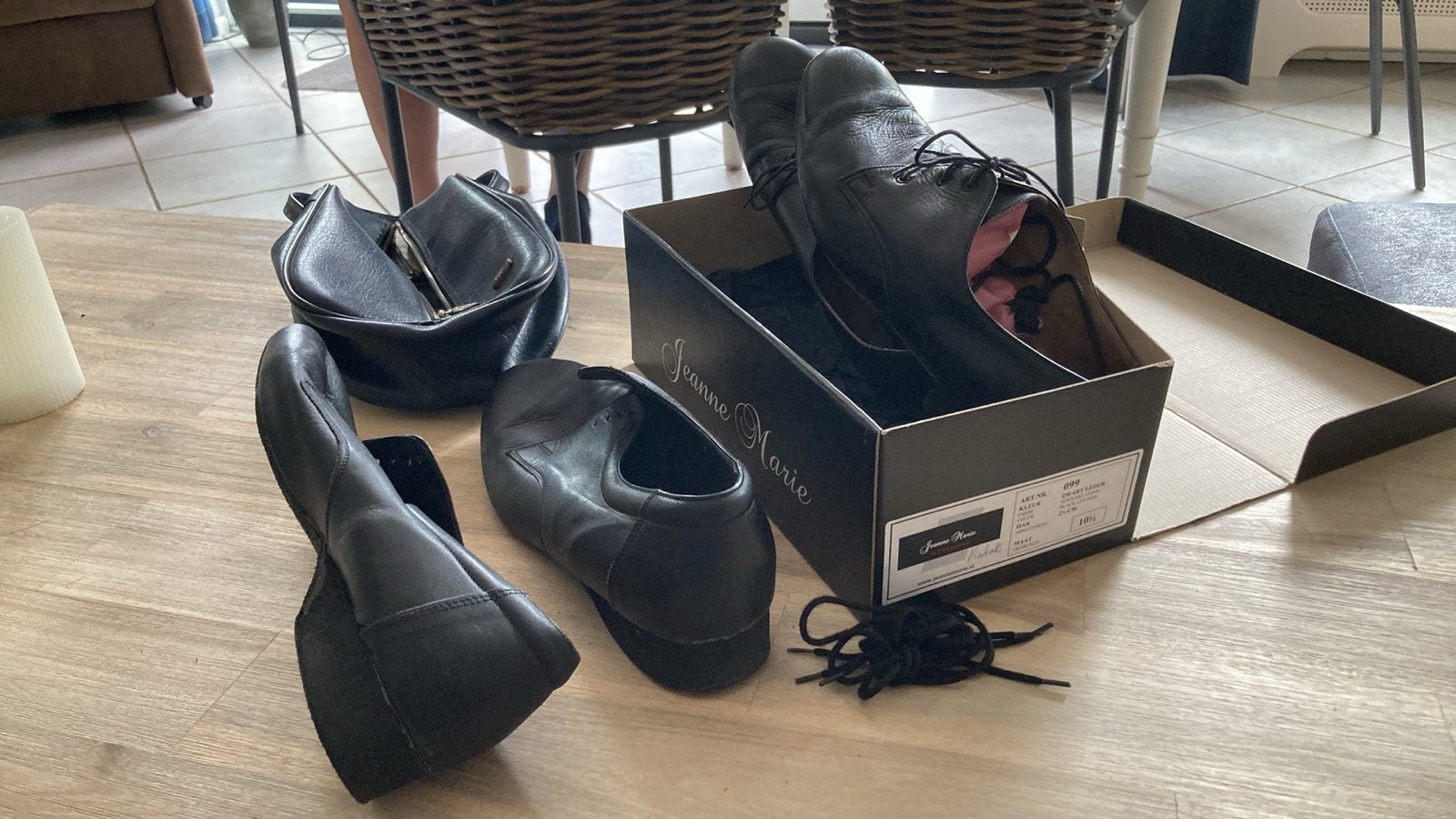 Jeanne Marie heren Dansschoenen Zwart Leer Maat 39, Kleding | Heren, Ophalen of Verzenden, Gedragen, Sportschoenen, Zwart