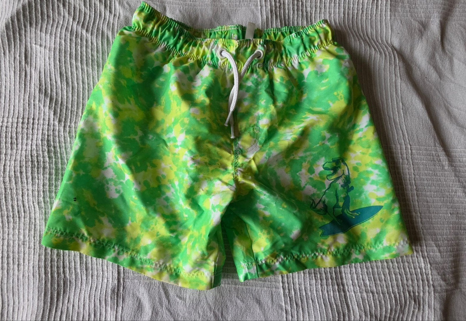 Groene surfende dino zwembroek maat 122/128, Gebruikt, H&M, Zwembroek, Jongen