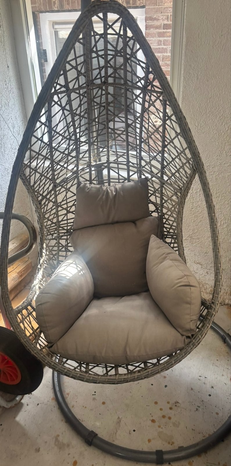 Comfortabele hangstoel met kussen - Grijs, Ophalen, Gebruikt, Riet of Rotan, Eén