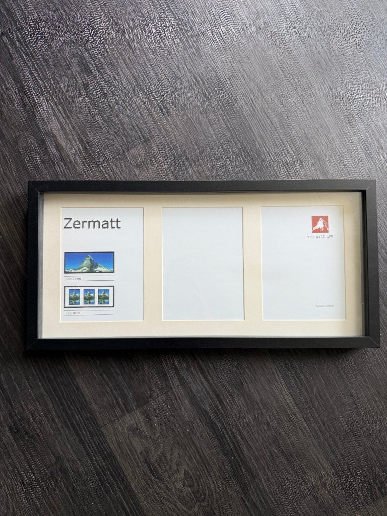 Fotolijst drieluik 3x 13x18 cm met glas en passe-partout, 23 cm, 50 cm, Ophalen of Verzenden, Fotolijst