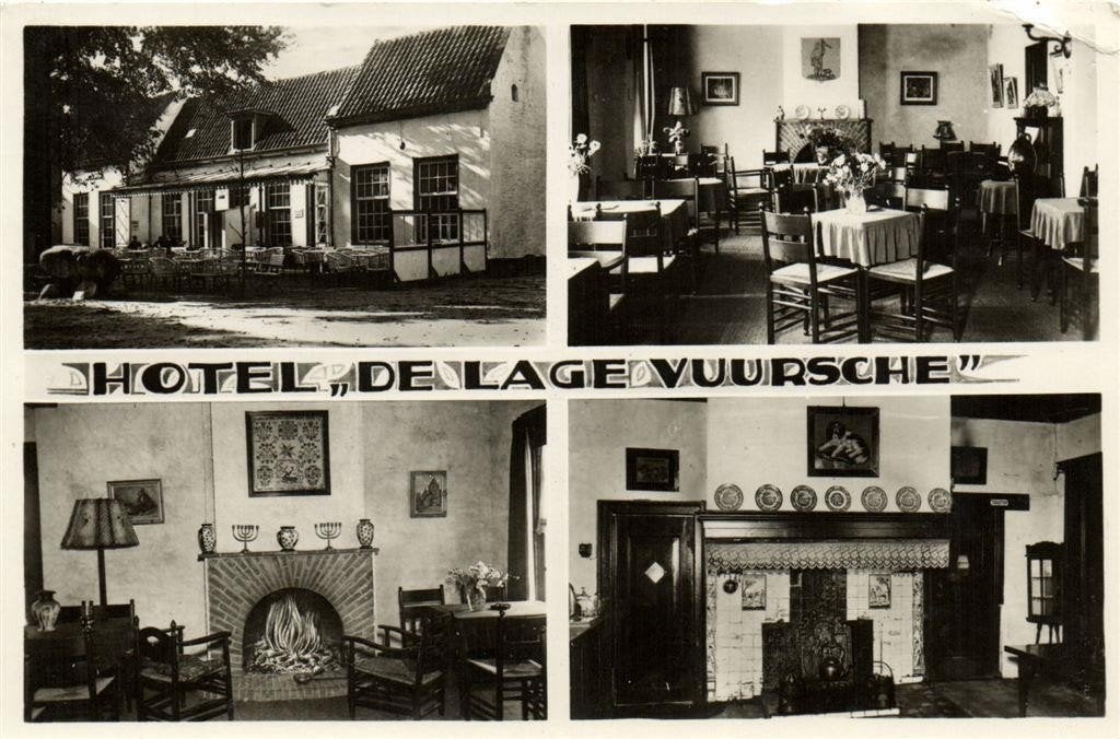 Hotel De Lage Vuursche - 4 afb - ongelopen, Ophalen of Verzenden, 1940 tot 1960, Ongelopen, Utrecht