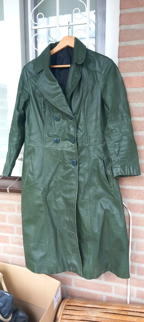 groen leren jas, Spaans, Maat 42/44 (L), Ophalen of Verzenden, Gedragen