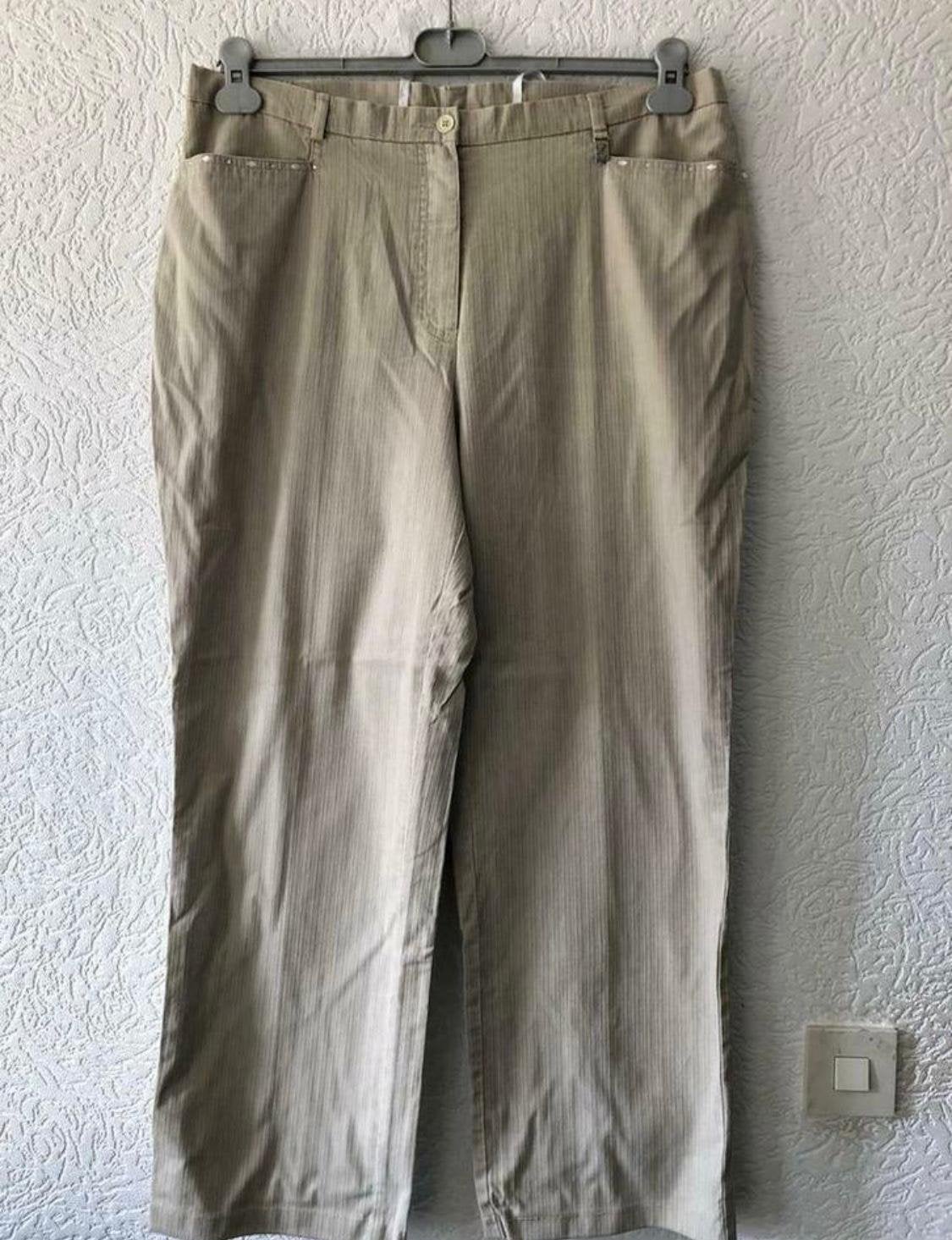 Maat 46 - katoenen broek van ADELINA - beigekleur, Beige, Maat 46/48 (XL) of groter, Ophalen of Verzenden, Zo goed als nieuw