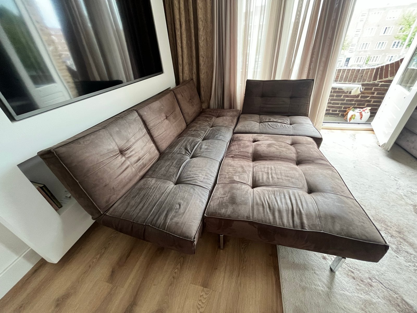 Innovation living slaapbank met verstelbare rugleuningen, 250 tot 300 cm, Gebruikt, 100 tot 125 cm, Hoekbank
