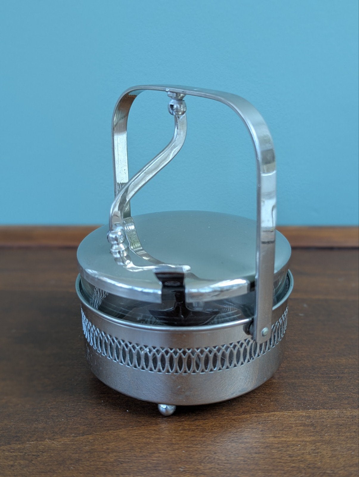 Vintage Verzilverde Jampot met  & H. Hooijkaas Lepel., Ophalen of Verzenden
