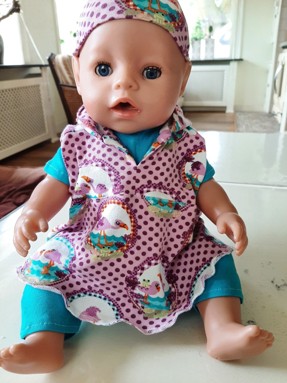 Leuke 4 delig set grappige vogel baby born pop 43cm, Ophalen of Verzenden, Nieuw, Babypop