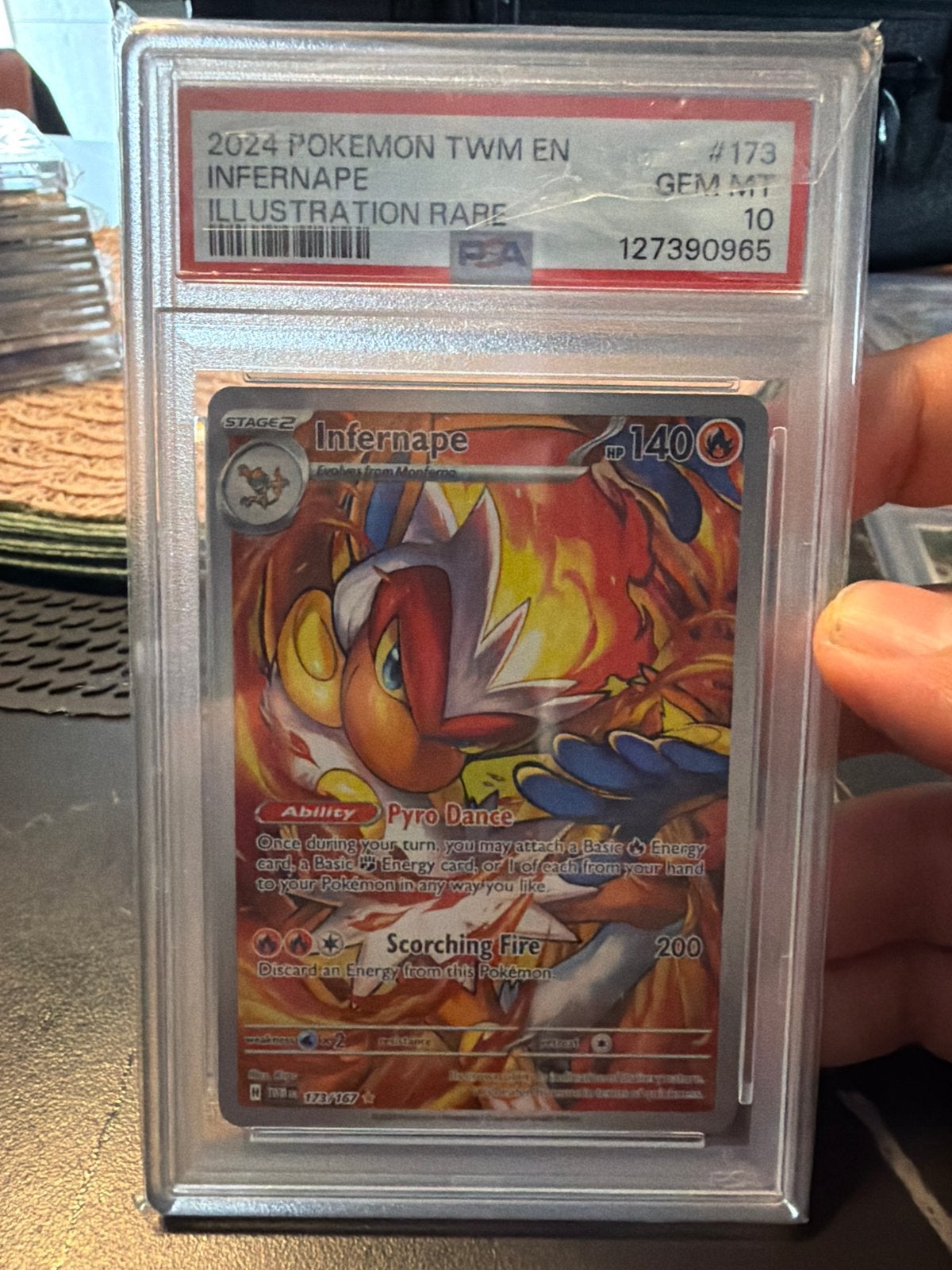 PSA 10 Infernape 2024 TWM EN #173 Illustration Rare Pokémon, Ophalen of Verzenden, Nieuw, Losse kaart