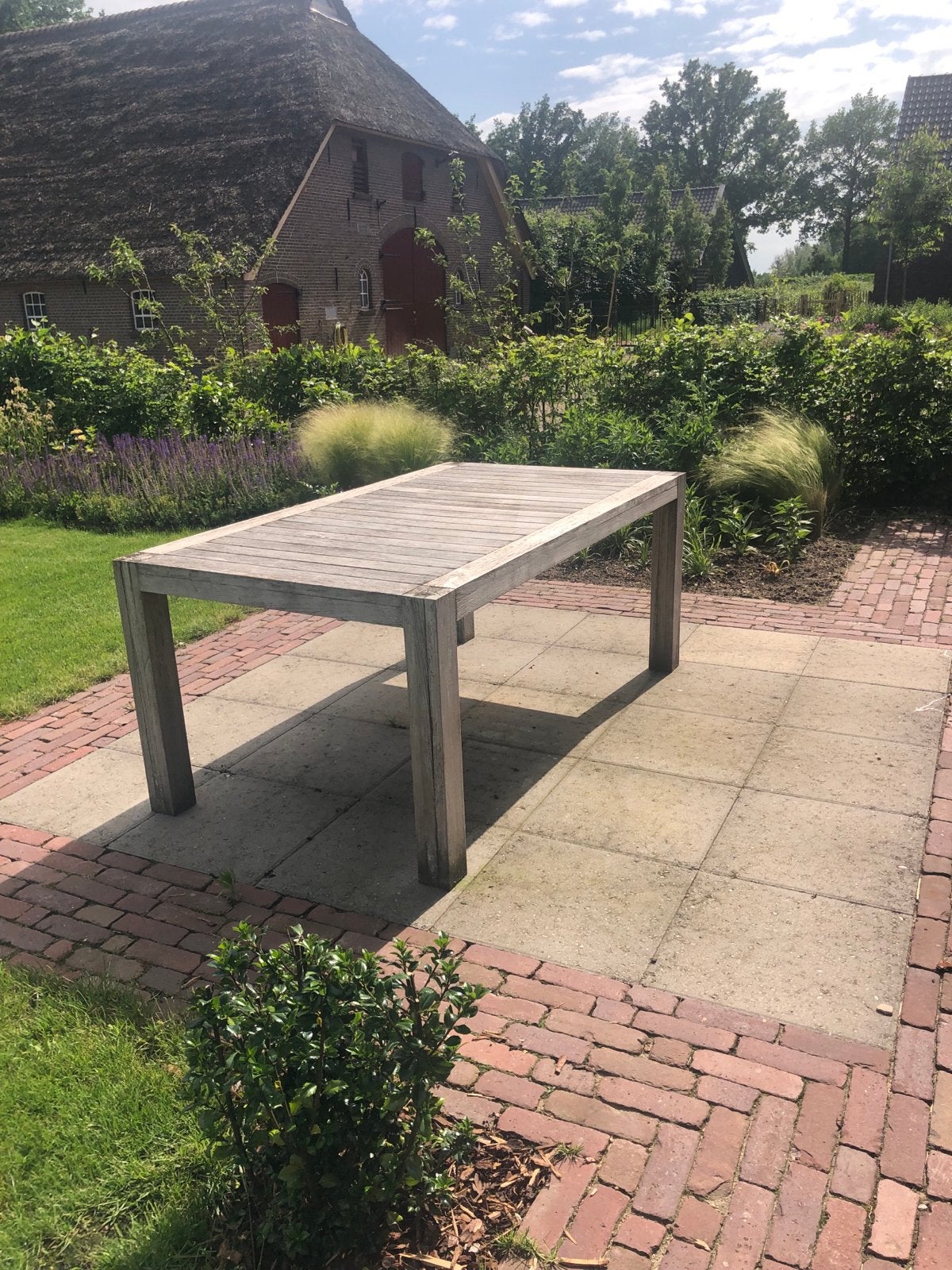 Teakhouten tuintafel voor 6 personen (180x100 cm), Ophalen, Gebruikt, Rechthoekig, Teakhout