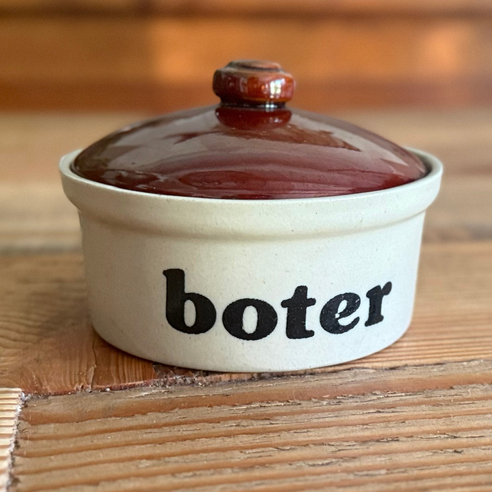 Vintage Barok Botervloot - Bruin en Crème Keramiek, Ophalen of Verzenden