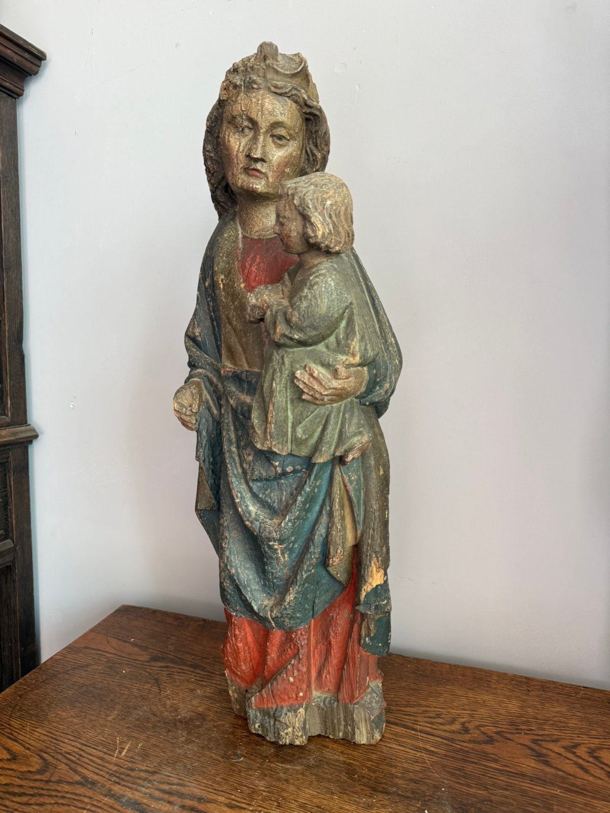 Laat Gotisch beeld 15e eeuw / Madonna met kind, Ophalen of Verzenden