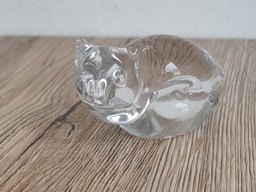 Mooi Lief Vintage Katje Poes beeld Glas van Pfeiffer Holland, Verzenden, Gebruikt, Hond of Kat, Beeldje of Figuurtje