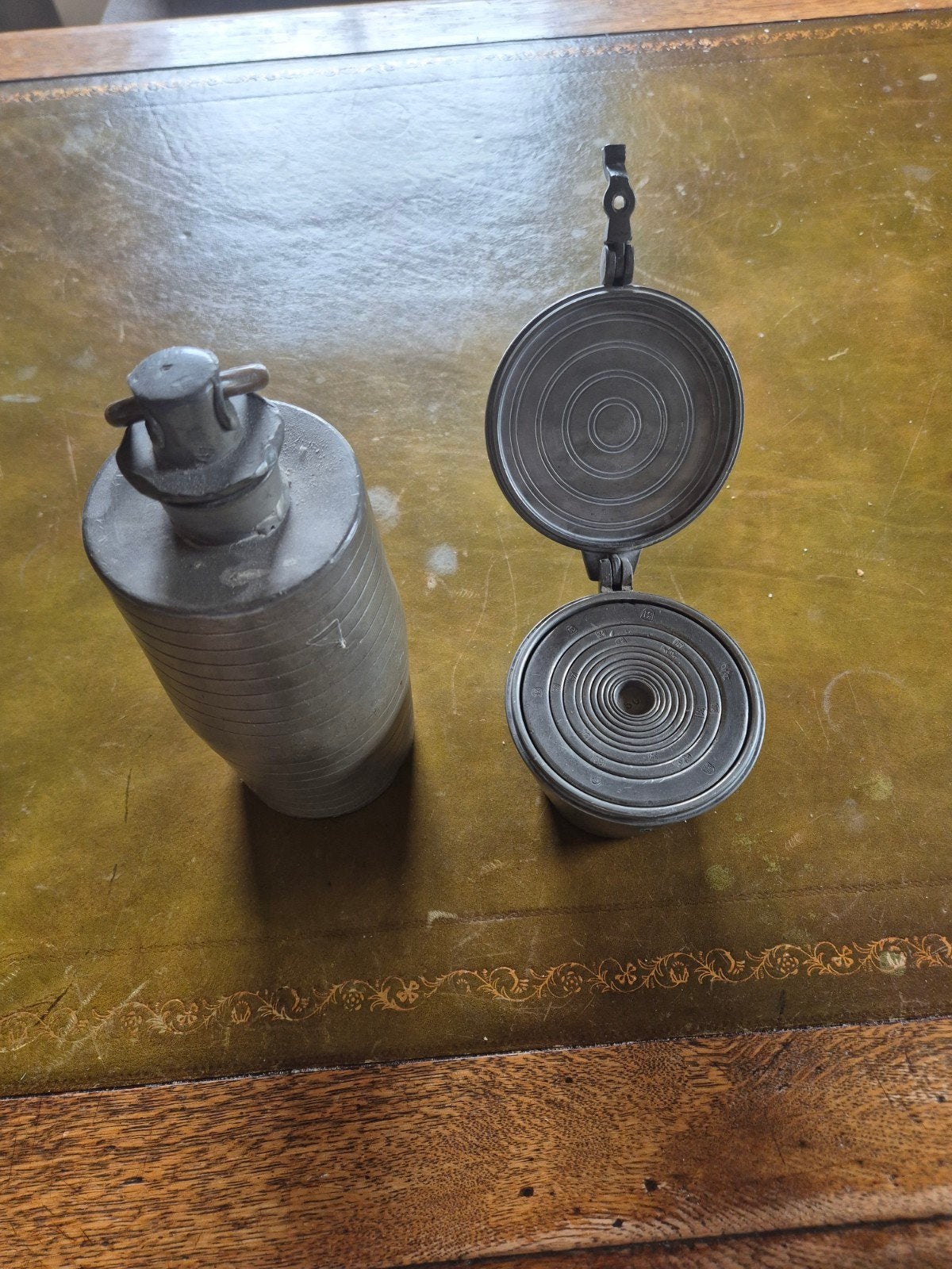Antieke Stapelgewichten Set in Tin, Antiek en Kunst, Ophalen of Verzenden