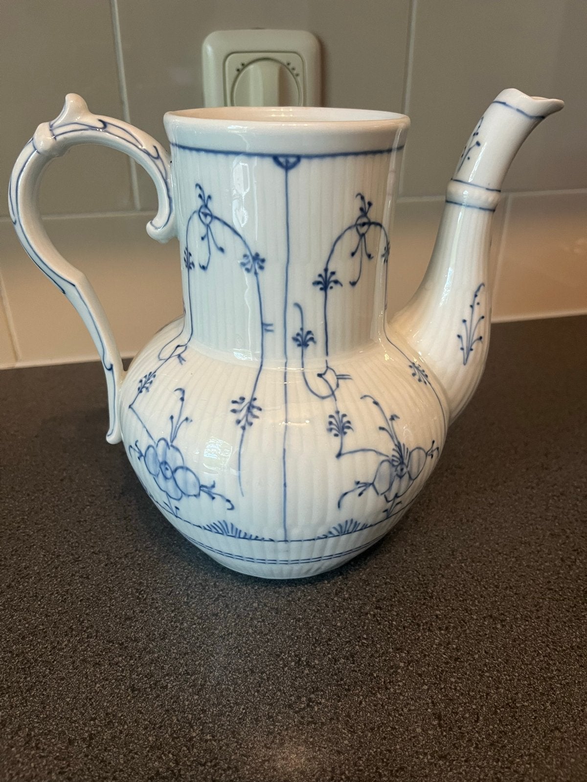 Antieke Meissen koffiekan - Blauw en Wit Porselein, Ophalen of Verzenden