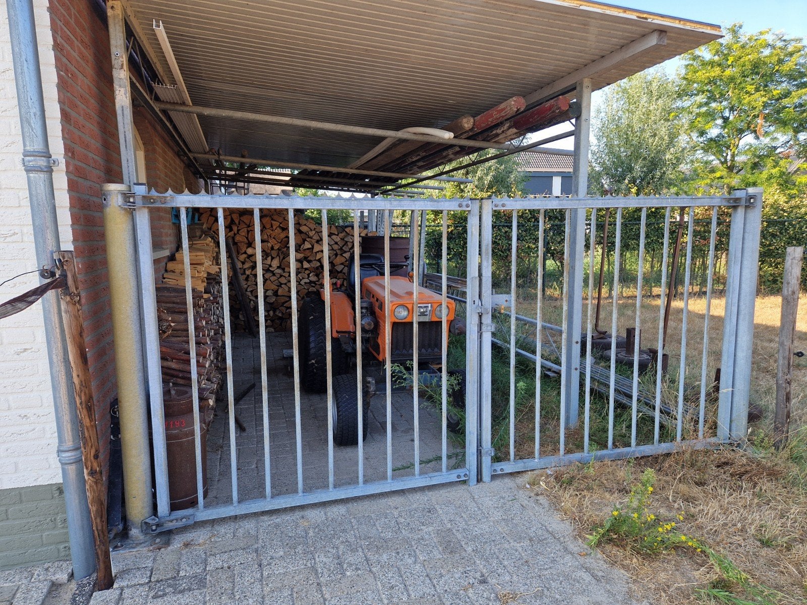 Stevige gegalvaniseerde poort met spijlen, Tuin en Terras, Tuinhekken en Hekwerk, Ophalen, Met poort, Gebruikt, Spijlenhekwerk